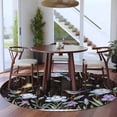 thumbnail image 3 of Spring Flowers Round Area Rug 7Ft Washable Circle Rugs for Dorm Laundry Room, Blue Floral Leaves Birds Country Farm Wood Grain Non-Slip Carpet Floor Mats Indoor Outdoor Carpet Runner Home Decor, 3 of 8