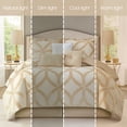 thumbnail image 5 of Nanshing Home Gold Geometric Comforter Set, 7 Piece Queen Size Polyester, Jacquard with Matching Solid Microfiber Piece Work, All Season Bedding Sets, Matching Bedskirt, Pillow Shams, 5 of 9