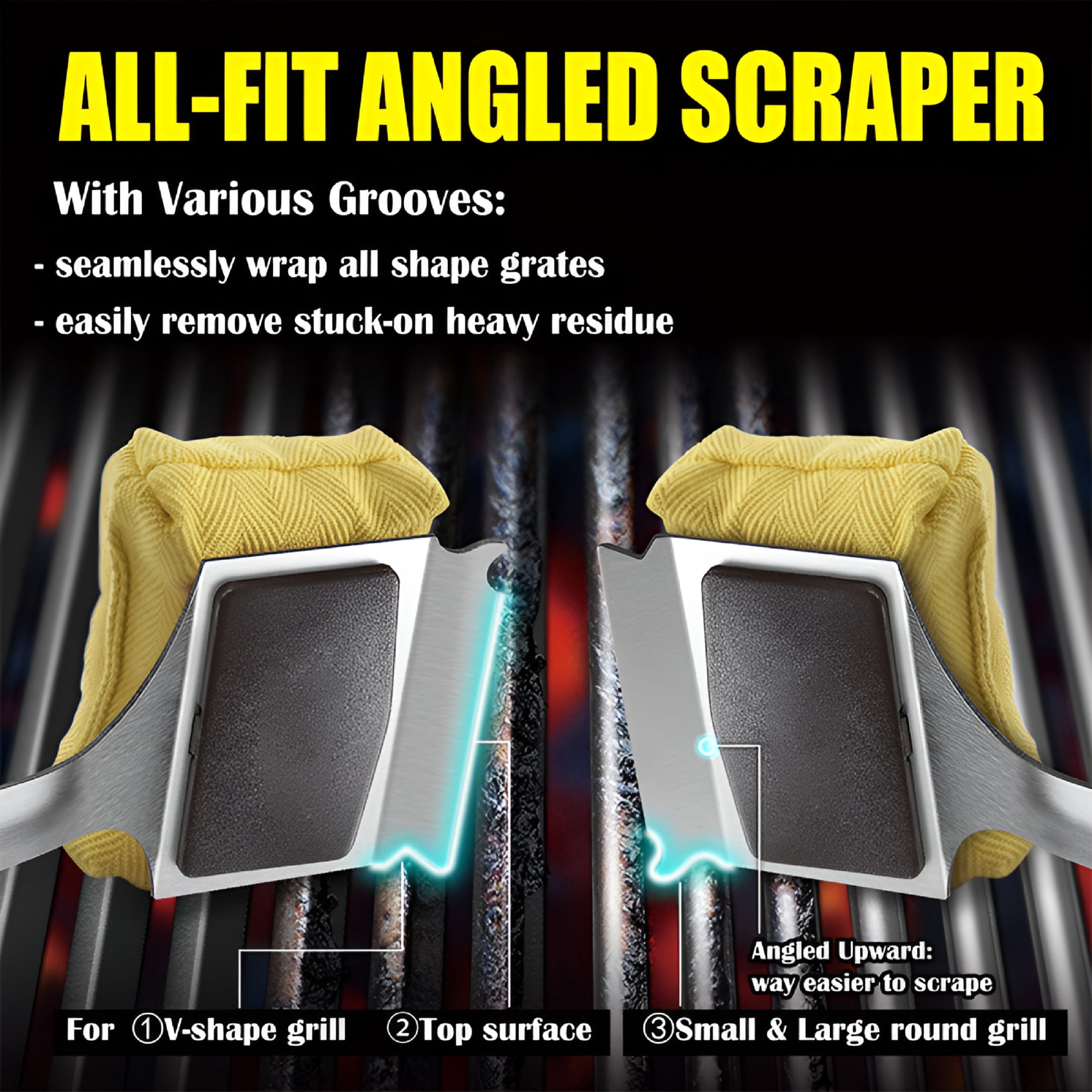 ACDANC Grill Brush Bristle Free for Outdoor Grill - Reinforced Grill Cleaner Scraper BBQ Brush - Safe BBQ Grill Cleaning Brush