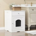 thumbnail image 3 of Wooden Pet House Cat Litter Box Enclosure with Drawer, Side Table, Indoor Pet Crate, Cat Home Nightstand (White), 3 of 10