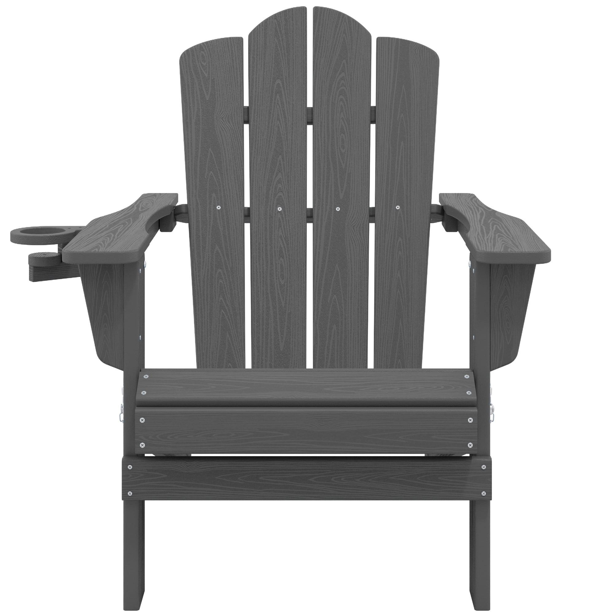 KINGYES Outdoor Folding Adirondack Chair, HDPE All-Weather Patio Fir Pit Chairs, Gray