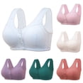 thumbnail image 2 of UOCUFY Women Plus Size Front Closure Wire Free Bra Striped Seamless Support Bralette Comfort Everyday, 2 of 9