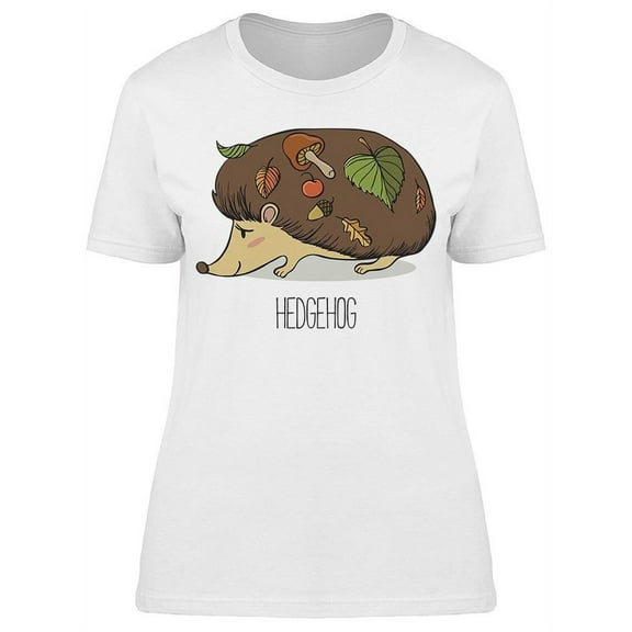 Hedgehog Hand Drawing Plants T-Shirt Women -Image by Shutterstock, Female x-Large