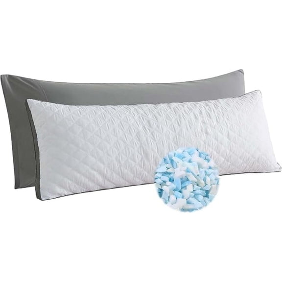 Memory Foam Body Pillow -Fluffy Body Pillows for Adults -Large Long Bed Pillows for Sleeping - 20x54 inch, White