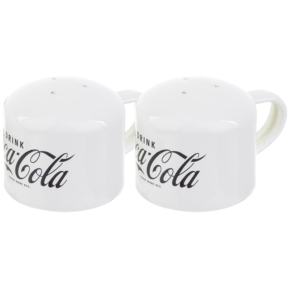 BRAND NEW Coca-Cola Enamel Ware Salt And Pepper Shaker Set Drink Coca-Cola