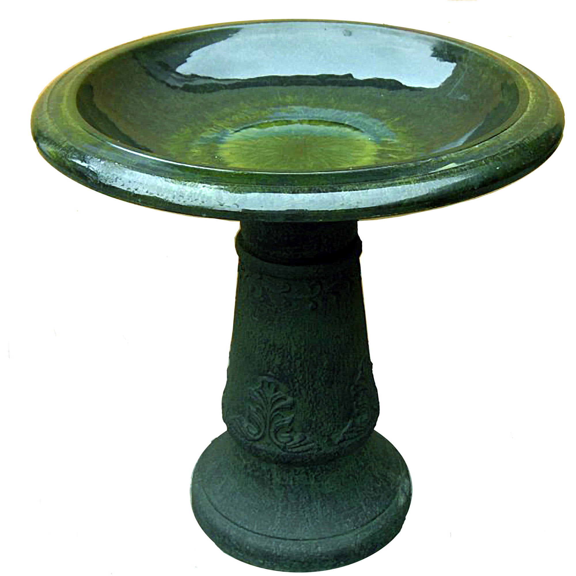 Florentine Marbelized Birdbath, Green by Generic