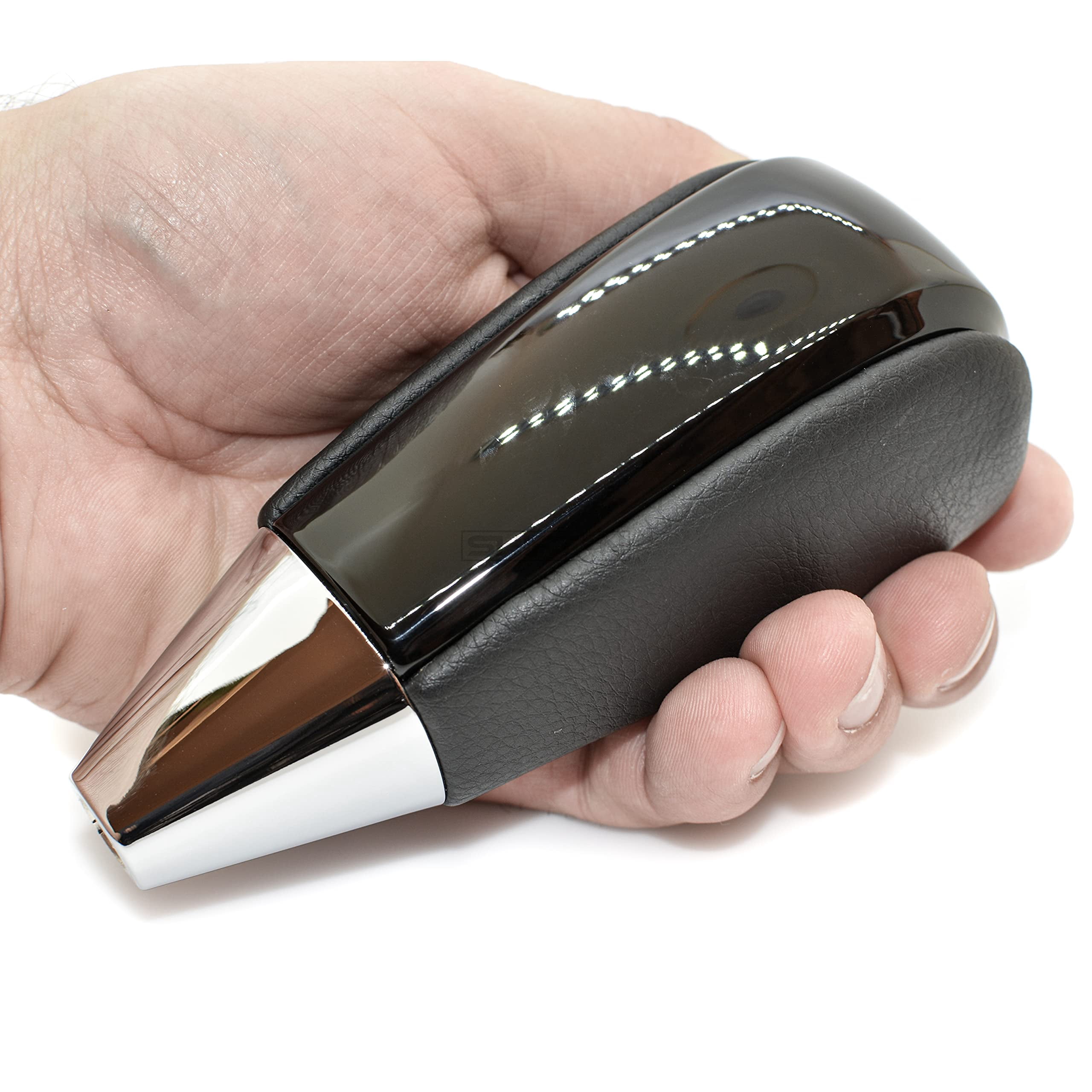 SHIFTIN Black Leather Piano Gear Shift Knob for Toyota Land Cruiser 4Runner Sequoia Tundra and Lexus LX (Black Leather / Piano Black)