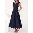 thumbnail image 4 of PRETTYGARDEN Womens Boho Maxi Dresses Summer Floral Lace Eyelet V Neck Spring Wedding Guest Dress Beach Vacation Clothes, 4 of 8