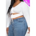 thumbnail image 4 of Plus Size Drawstring Ruched Cutout Crop Top, 4 of 5