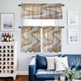 thumbnail image 2 of Marble Texture Kitchen Curtains Valances and Tiers Set of 3 Abstact Grey Brown Gold Gradient Art Tier Curtains and Valance with Rod Pocket for Small Windows, 27.5"x24", 2 of 9