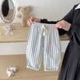 thumbnail image 2 of JLMSPLWG Stripe Pants for Kids Elastic Waist Trouser with Drawstring Baby Girl Wide Leg Trouser Newborn Girl Spring Popular Classic Casual Outfit Toddler Girl Clothes, 2 of 7