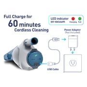 Kokido Rechargeable Handheld Pool Vacuum XTROVAC 110 Cordless with Adjustable Pole and 2 Brush Vac Heads for Above-Ground Pools, Spot Clean Inground Pools