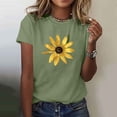 thumbnail image 2 of Sexlip Womens Short Sleeve Blouse Sunflower Print Crew Neck Loose Sleeve Soft Fabric Relaxed Silhouette for Daily Outfits Green L, 2 of 6