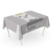 SIDONKU Cute Unicorn Llama Alpaca Baby Cartoon Character Cheerful Tablecloth Table Desk Cover Home Party Decor 52x70 inch