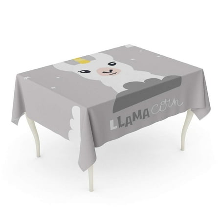 SIDONKU Cute Unicorn Llama Alpaca Baby Cartoon Character Cheerful Tablecloth Table Desk Cover Home Party Decor 52x70 inch