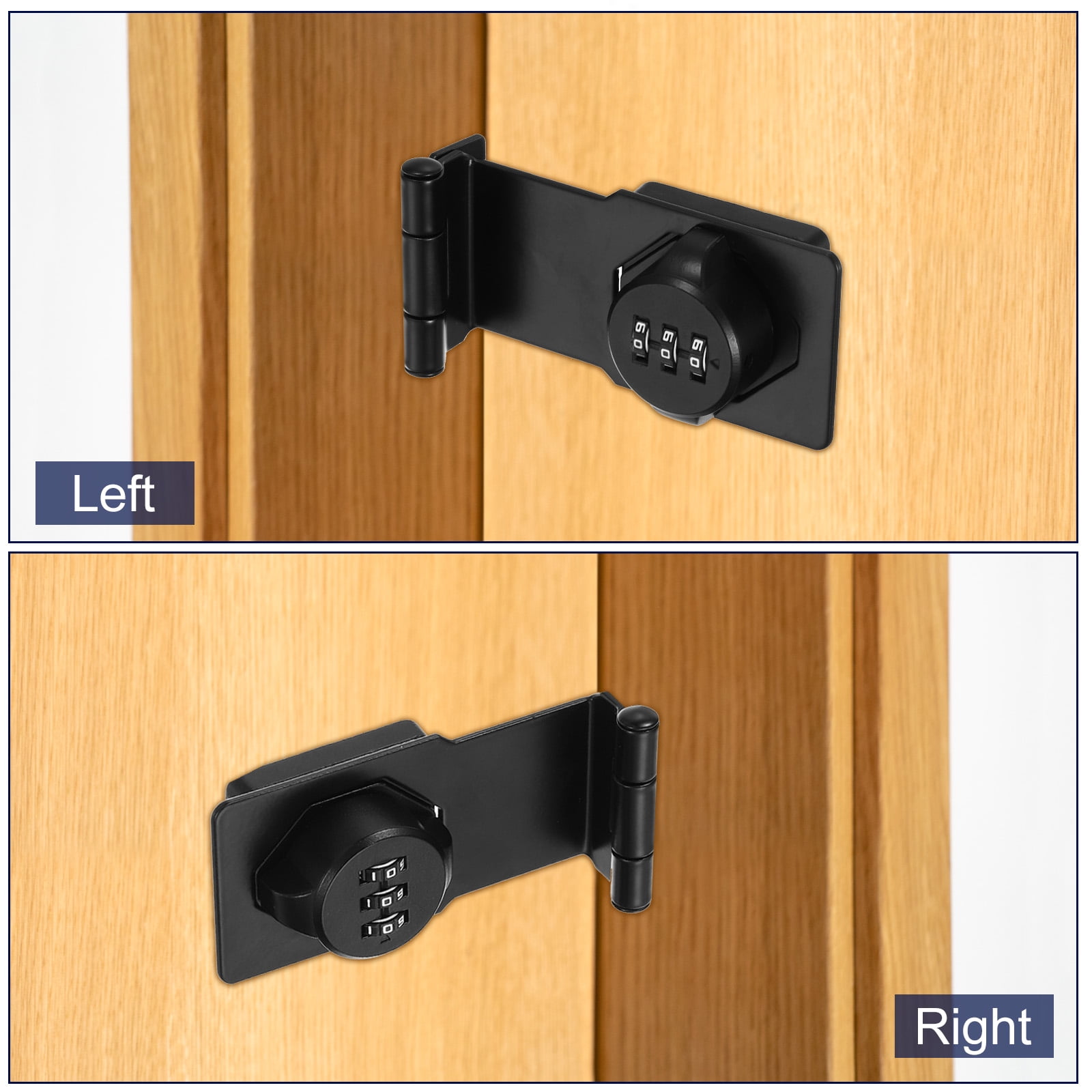 Uxcell Cabinet Password Hasp Lock 3-Digit 180 Degree Barn Door Lock Security Combination Latch Lock for Drawers Cabinet White 3.5"