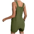 thumbnail image 4 of TrendOFT Jumpsuits For Women Casual Summer Button Solid Loose Fit Sleeveless Womens Overalls Rompers Army Green XL, 4 of 5