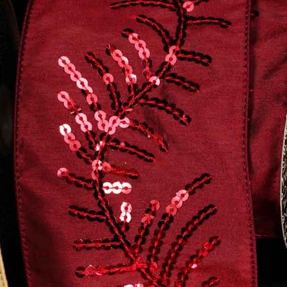 The Ribbon People Elegant Burgundy Red Milfoil Wired Craft Ribbon 4" x 10 Yards