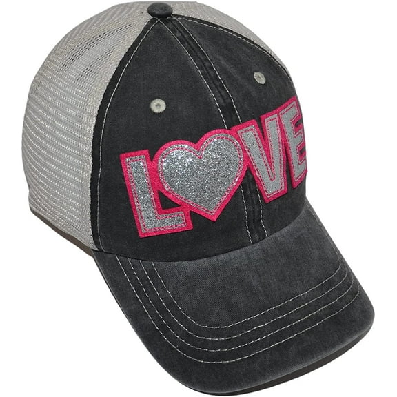 Love Baseball Caps for Women, Bling Trucker Hat, Girls Baseball Cap with Sayings, Adjustable Snapback Low Profile Hats