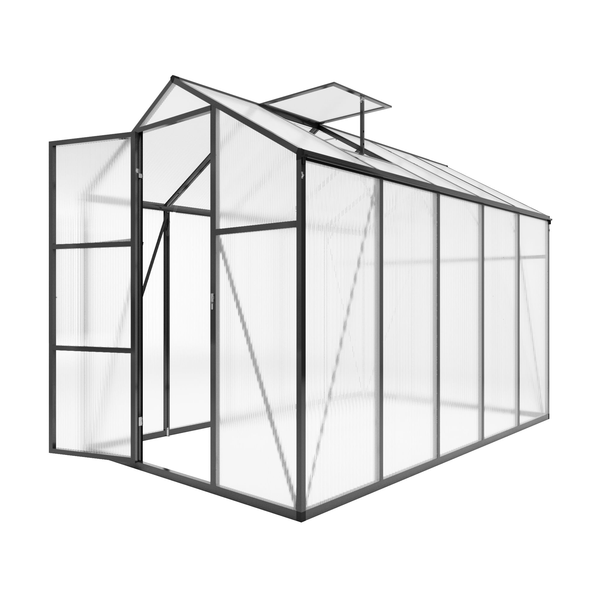 Vigo huseeo 6x10FT Extra-Height Version Polycarbonate Greenhouse, Walk-in Outdoor Greenhouse with Aluminum Frame for Backyard, Black