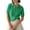 Green, variant on Women Short Sleeved Knit Sweater Top Solid Color Turn Down Collar V Neck Casual Soft Pullover