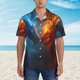 thumbnail image 2 of Fotbe Red And Blue Fire Dragon E Camisa Hawaiana para Hombre Unisex – Camisa Casual de Verano con Botones de Manga Corta de Algodón y Lino,Medium, 2 of 7