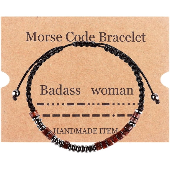 Morse Code Bracelets for Women Men, Mens Bracelet, Inspirational Bracelets Gifts for Couples Wife Husband Daughter Best Friend Adjustable Bracelets with Black Hematite Beads