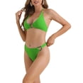 thumbnail image 4 of Women's Ribbed Textured Halter Bikini Set 2 Pieces Cute Heart Ring Triangle Bottoms Swimwear Bathing Suits 2 Sets Small White, Green, 4 of 5