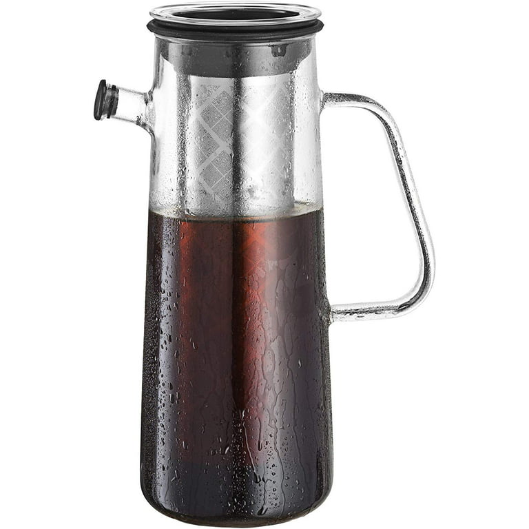 Cold Brew Coffee Maker, 1 qt/ 33.8 oz Iced Coffee Maker Iced Tea Maker  Glass Pitcher with Lid for Fridge, Comfort Grip Handle, Durable Glass
