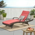 Anthony Outdoor Wicker Adjustable Chaise Lounge with Arms and Cushion