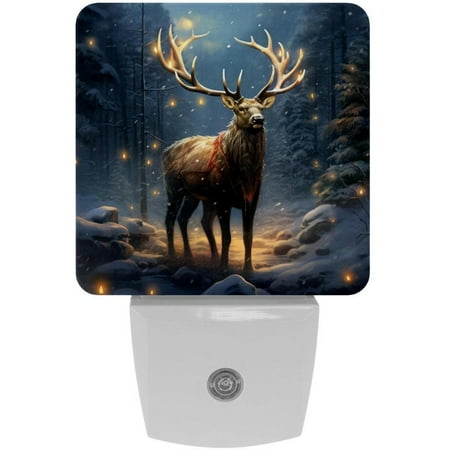 

Christmas elk retro LED Square Night Lights for a Bright and Stylish Ambiance - Ideal for Bedrooms and Hallways - Energy Efficient Plugin Lamps with Auto Sensor