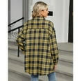 thumbnail image 4 of jinghuiyue Women Flannel Plaid Shirt Classic Button Down Long Sleeve Shirts Casual Business Cropped Tops with Pocket XXL, 4 of 7