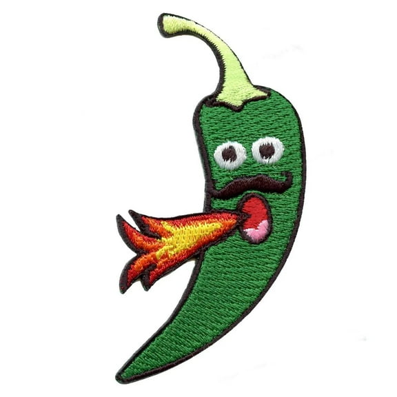 Jalapeno Spitting Fire Embroidered Funny Culture Food Iron On Patch