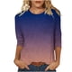 thumbnail image 3 of KIHOUT - Camisetas de manga larga para mujer, estilo playero holgado, estilo informal, con mangas 3/4, estampado de moda, cuello redondo, 3 of 5