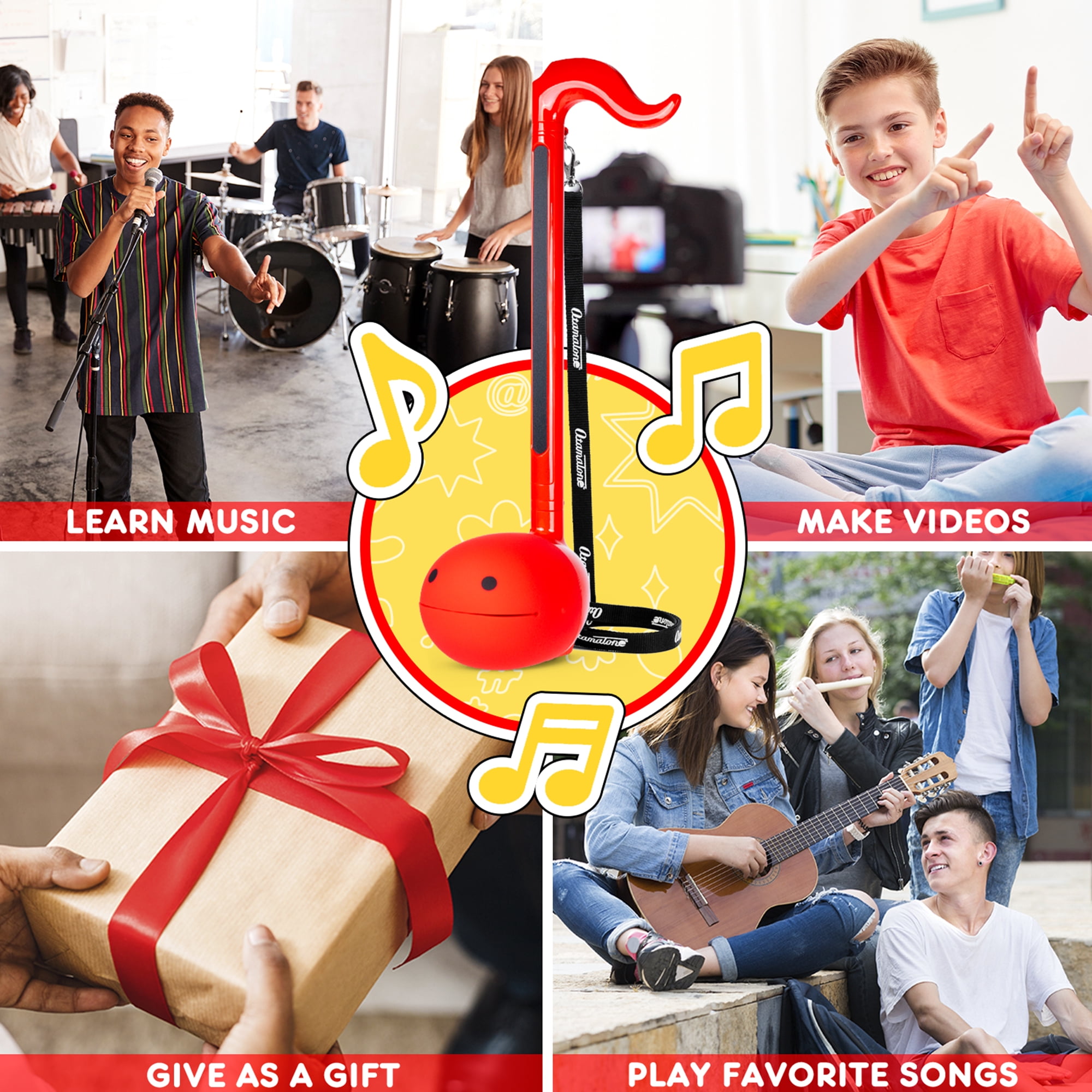 Otamatone Deluxe Musical Instrument Synthesizer for Adults - Red