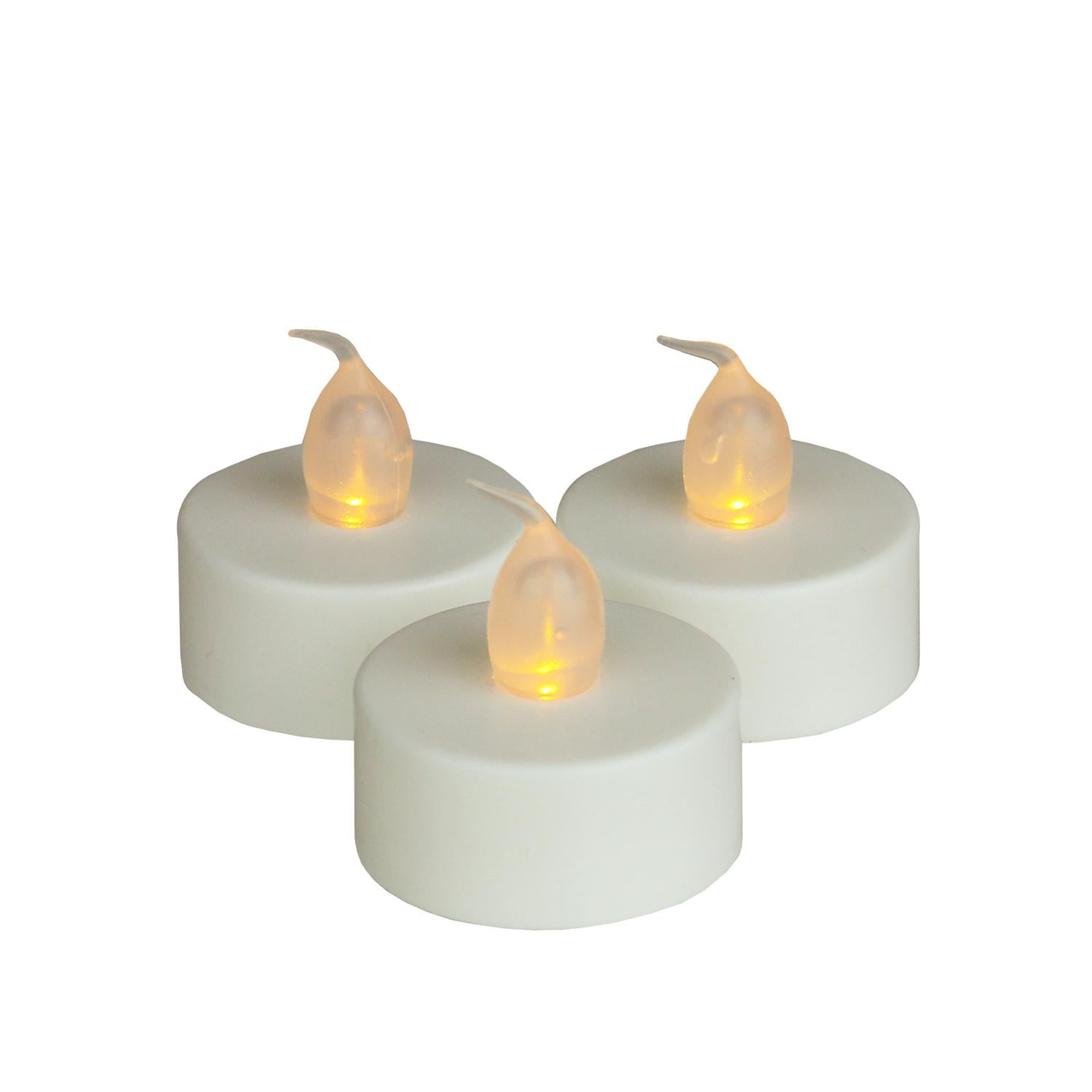 Set of 3 Battery Operated LED Flickering Amber Lighted White Christmas