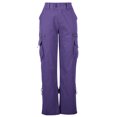 thumbnail image 4 of SELONE Cargo Pants Women High Waist With Pockets Low Rise Wide Leg Lightweight Elastic Waist Long Pant Straight Leg Ladies Solid Pants Hippie Punk Trousers Jogger Loose Overalls s Everyday Purple XXL, 4 of 7