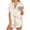 Beige, variant on Miqool Womens Satin Pajamas Set Button Down 2 Piece Pjs Cute Ruffled Shorts Set Soft Sleepwear Nightwear
