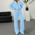thumbnail image 2 of Women 2 Piece Outfits Lounge Set Oversized Zip Up Sweatshirt Jacket Sweatpant Matching Sweat Sets Winter Sweatsuits Sky Blue S, 2 of 4