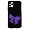 thumbnail image 1 of DistinctInk Clear Shockproof Hybrid Case for iPhone 12 MINI (5.4" Screen) - TPU Bumper, Acrylic Back, Tempered Glass Screen Protector - Purple Black Bow Ribbon - Cartoon Bows / Ribbons, 1 of 2