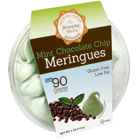 Krunchy Melts Original Meringue Cookies | Mint Chocolate Chip Flavor | Only 90 Calories Per Serving | Low Fat Gluten-Free Dairy Free (4 Oz)