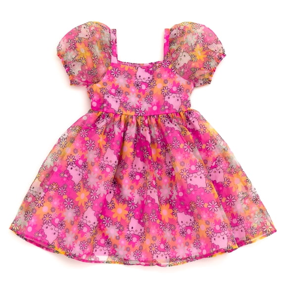 Hello Kitty Square Neck Pleated Dress Toddler to Big Kid