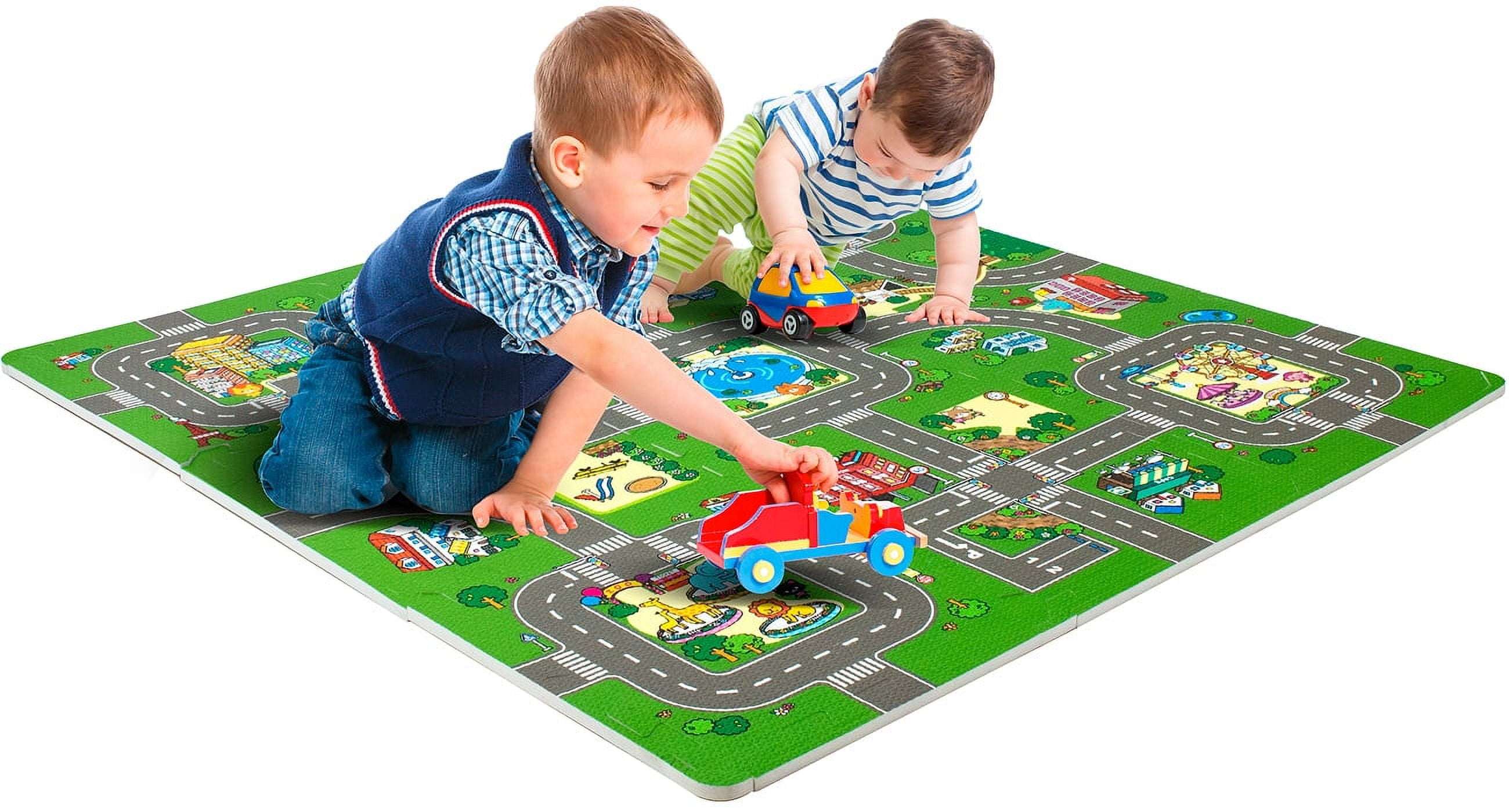Sorbus Traffic Interlocking Foam Puzzle Play Mats, 9 Tiles, 3/8" Thick
