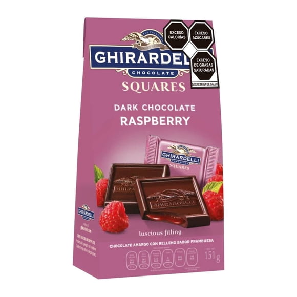 Chocolate amargo Ghirardelli squares relleno sabor frambuesa 151 g