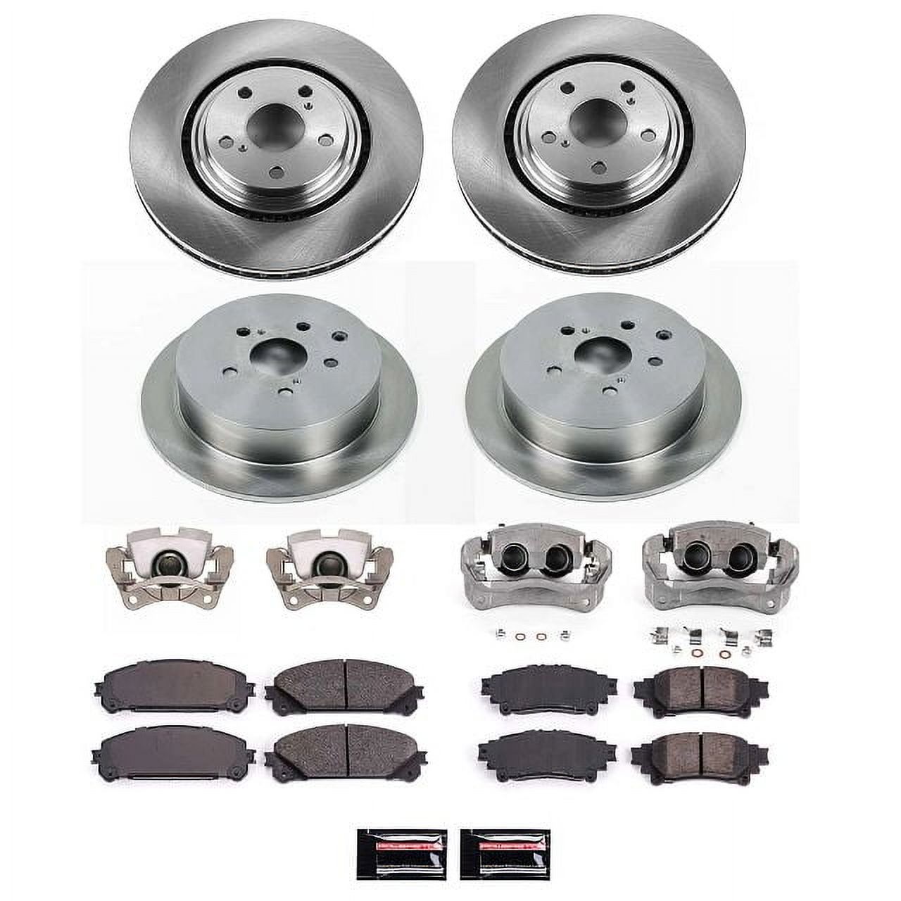PowerStop Front and Rear Stock Replacement Brake Pad and Rotor Kit with Calipers Fits: LEXUS Select Models KCOE5828