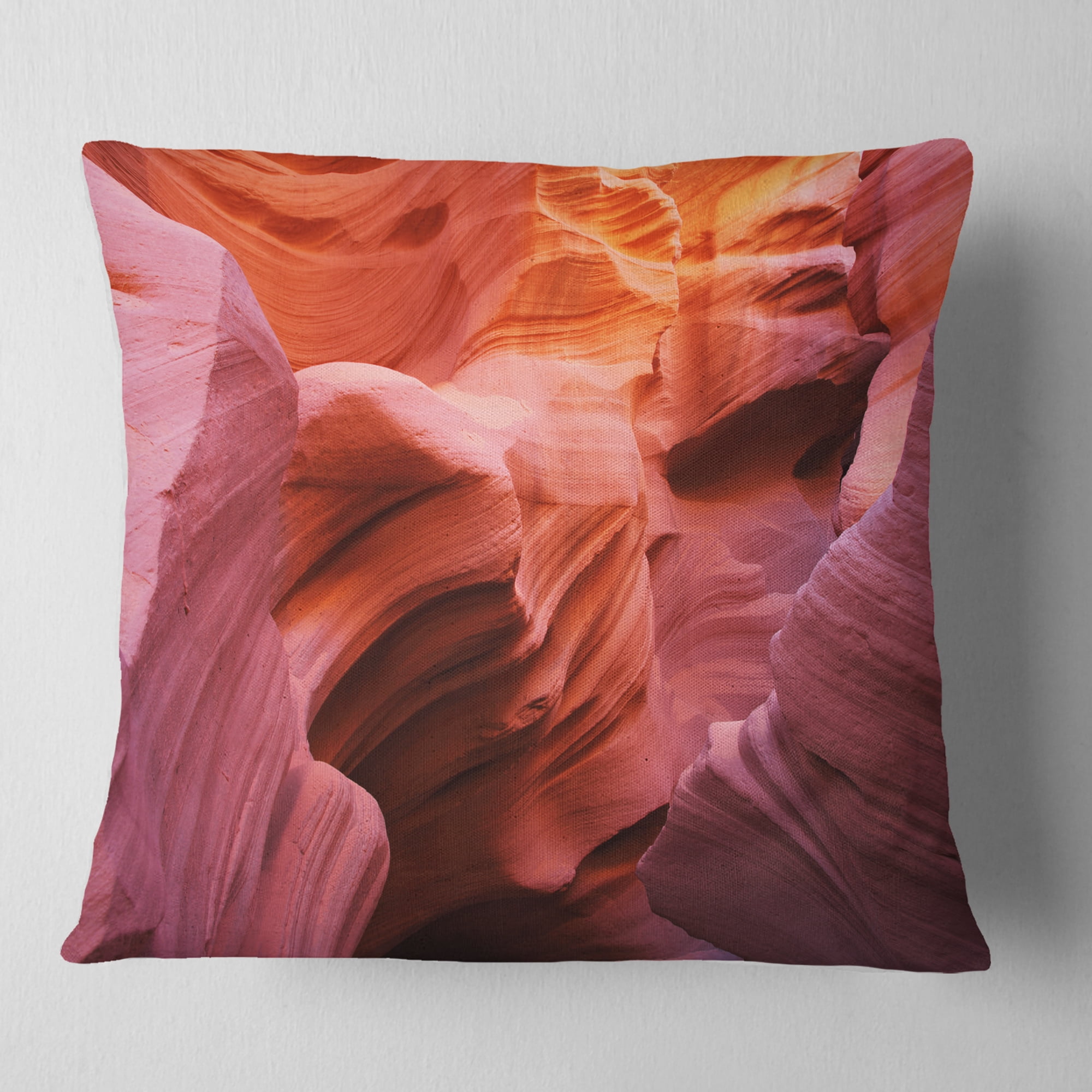 Designart Orange Red Antelope Canyon - Landscape Photography Throw Pillow - 18x18