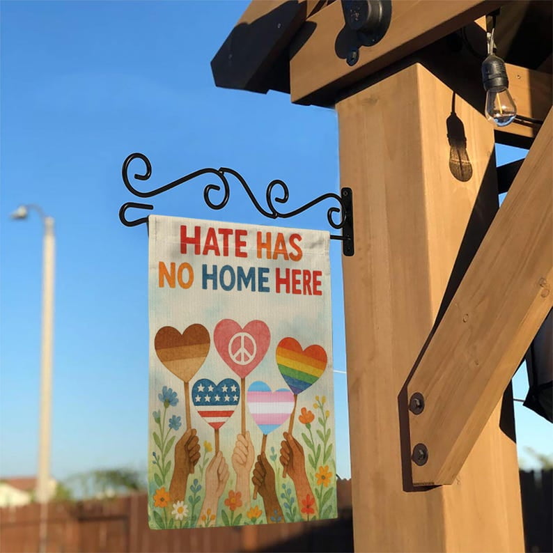 ViciArt Hate Has No Home Here Garden Flag – 28”x40” Inclusive Yard Flag, Peace and Equality Outdoor Decor