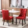 thumbnail image 2 of Dining Chairs Set of 2, Modern Velvet Upholstered Dining Room Chairs with Button Tufted Back & Nailhead Trim & Ring Pull, Wingback Dinner Chairs with Solid Wood Legs for Kitchen Dining Room, Burgundy, 2 of 7