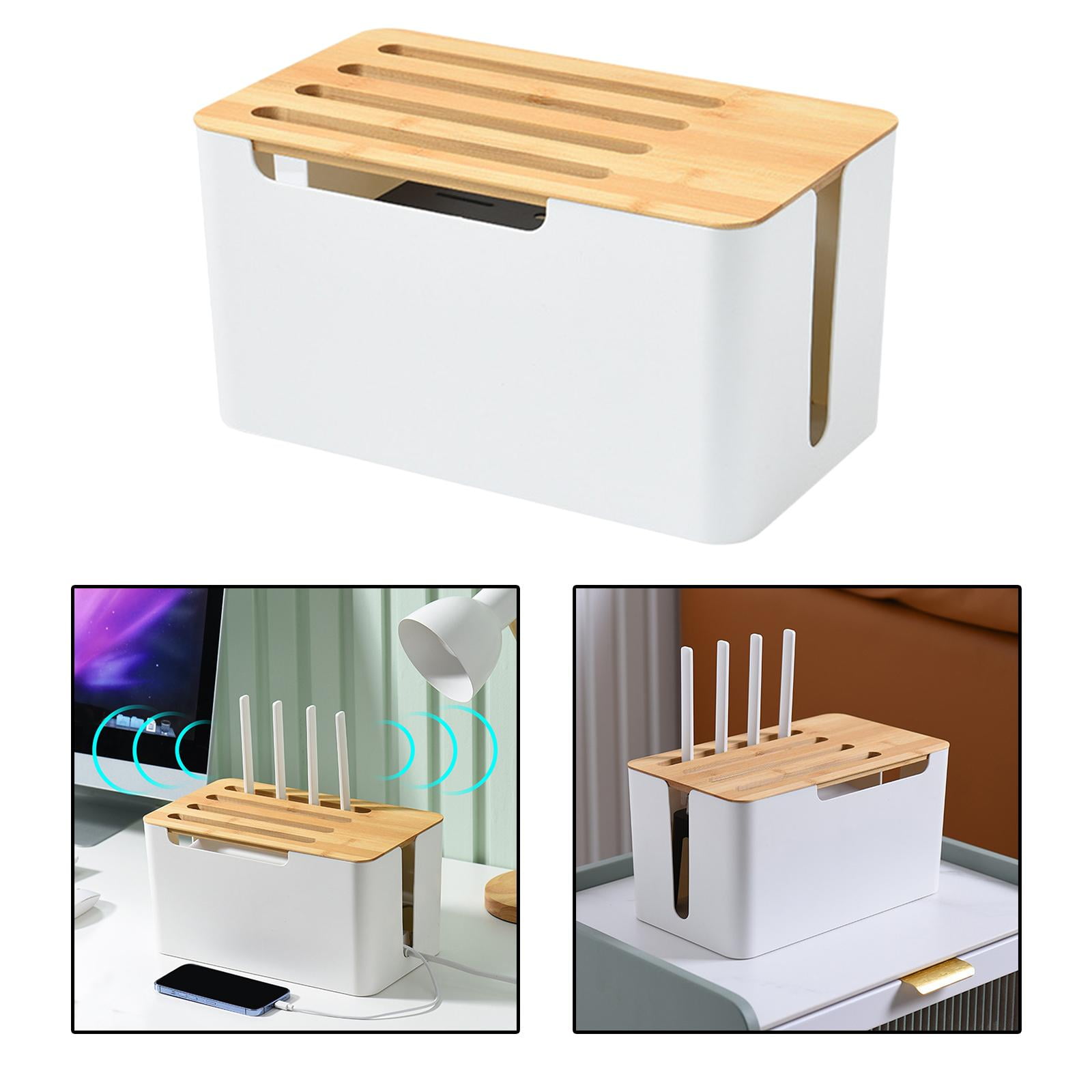 Fiocias Router Shelf Storage Case, Wire Bracket Multifunction Cable Management Organizer
