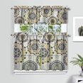 thumbnail image 2 of Kitchen Curtains 36 Inch Short - 3 Panel Set, Rod Pocket Window Curtain, Boho Floral Tribal Style, 100% Polyester for Farmhouse, Kitchen, Cafe, Bedroom, Easy Wash, 2 of 5
